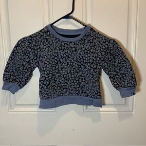 Baby Gap Long Sleeve Floral Print Crewneck Pullover Sweater Blue Sweatshirt 2T